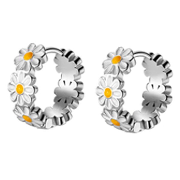 Daisy Flower Hoop Earrings Small Hoop Earring Tiny
