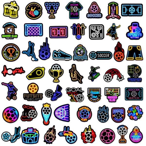 100 PCS Neon Football Stickers Waterproof Vinyl Sports Stickers