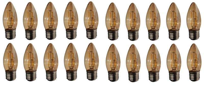 E27 3W Candle LED Filament Bulb - 20 Pack Warm White C35 Globe