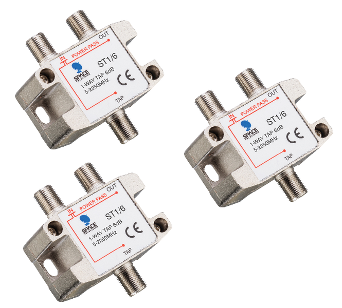 Space TV Satellite IF Tap - 1 Way - 6db (5 – 2250MHz) - 3 Pack