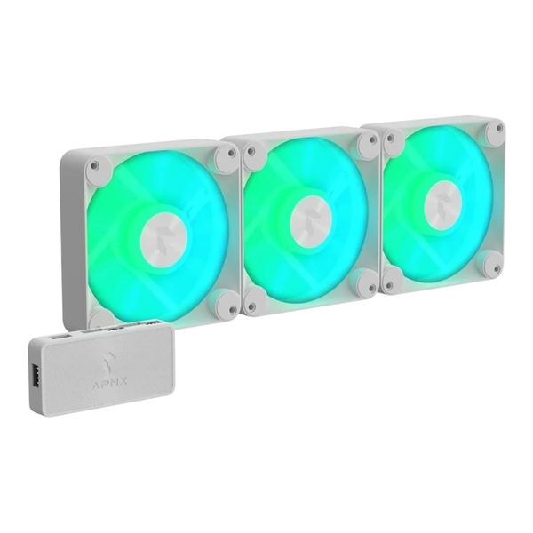 Aerocool APNX FP1 120mm PWM ARGB Fan - White - 3 pack with hub