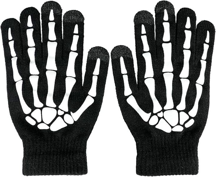 Skeleton Gloves,Glow in the Dark Touch Screen Thickened Full/Half Finger