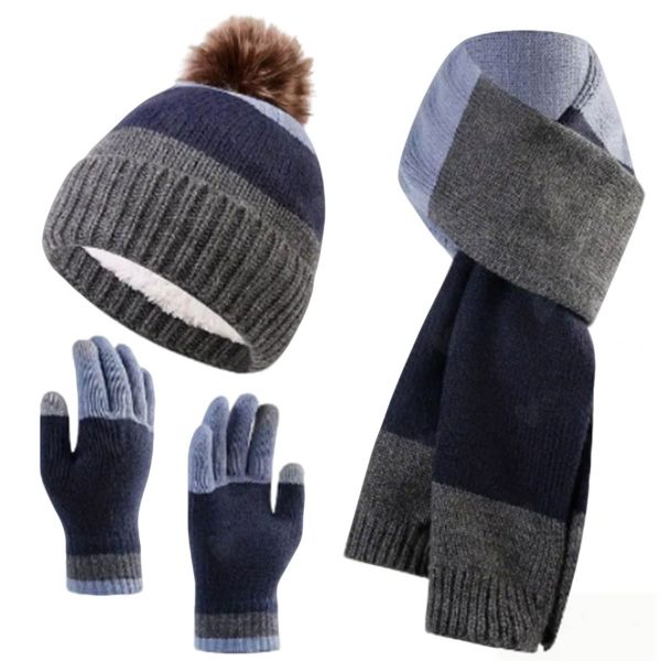 Cozy Kids Bundle Striped Winter Set Hat Scarf Mittens for Girls 8-15 Years