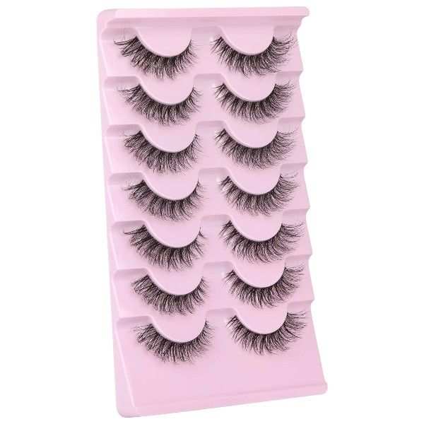 7 Pairs - Faux Mink Natural Lashes With Dramatic Volume &amp; Length - Black