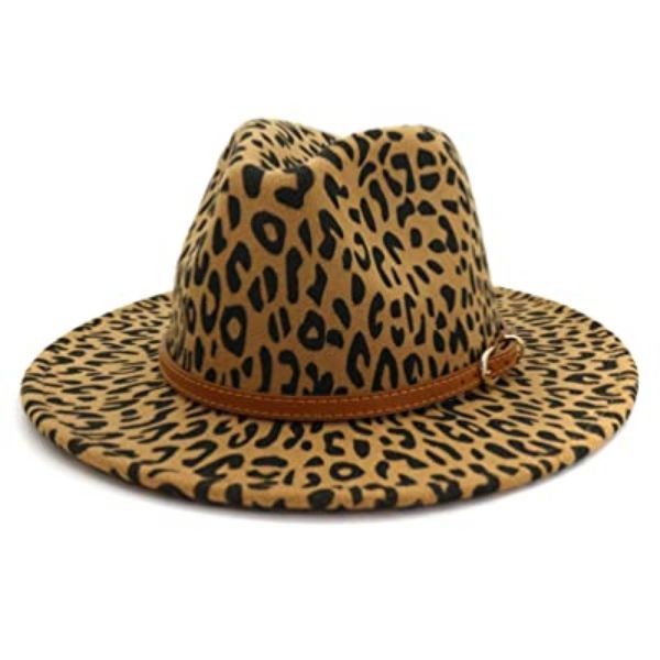 Leopard Print Wide Brim Fedora Panama Summer Hat-Beige | Shop Today ...