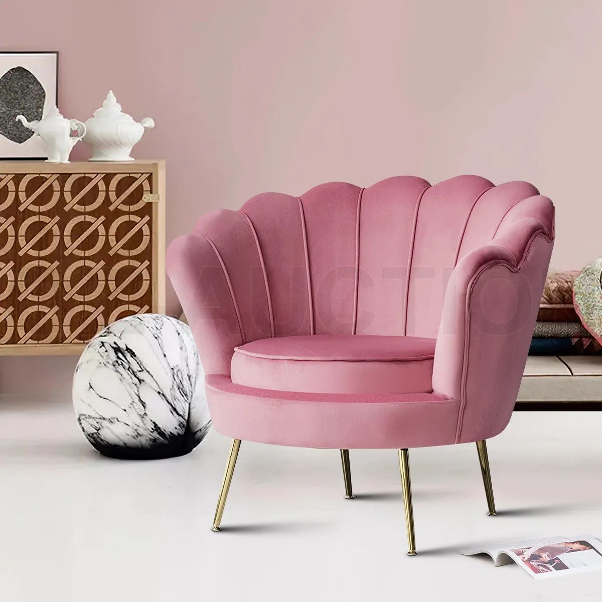 Luxurious Velvet Single Seater Couch - Pink | Shop Today. Get it
