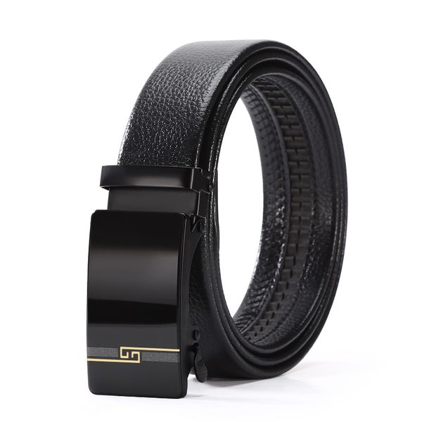 Mirror Cool Automatic Buckle Men Business Casual Fashion Belt - Black