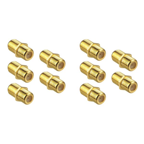 10Pieces Coaxial Cable Connector Rg6 F-Type Gold Plated Adapter