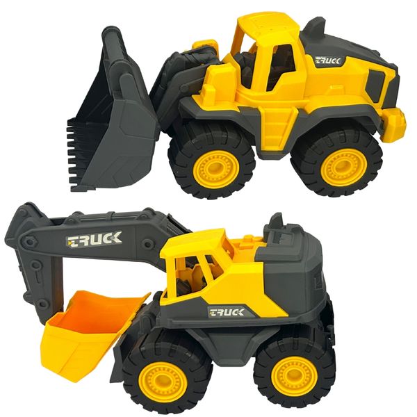 Heavy Duty Construction Truck Set - Excavator and Front Loader