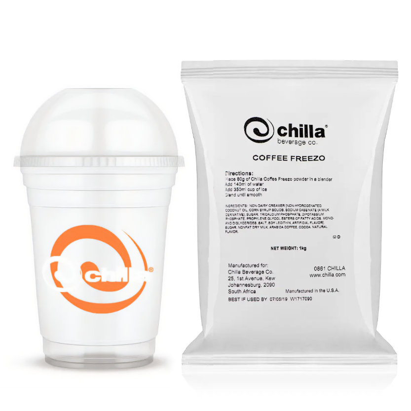 Chilla Coffee Freezo Powder 1kg + 50 Freezo 350ml Plastic Cups with