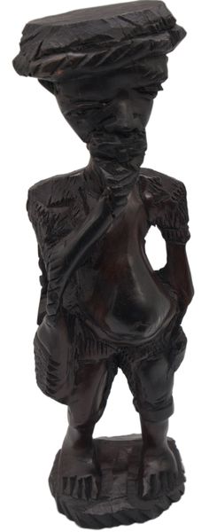 Wooden Old Thinking Man Figurine - Large