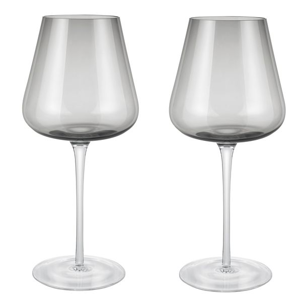 Blomus - Red Wine Glasses: BELO Handmade Grey/Black Smoke Colour - Set of 2