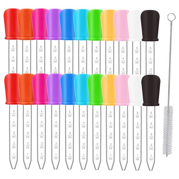 22 Pack Liquid Droppers, 5Ml Silicone and Plastic Medicine Eye Dropper with