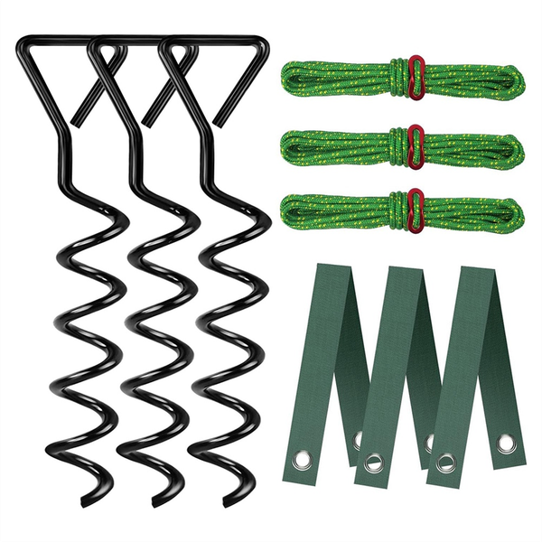 Tree Stake Kit, Heavy Duty Spiral Tree Stakes and Supports black