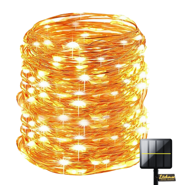 Litehouse Solar 200 LED Copper Wire Fairy Lights - 20m - Warm White