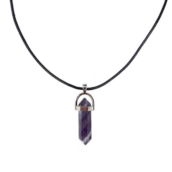 Earth Stone Collection - Bullet Amethyst Crystal Stone Necklace
