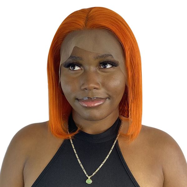 10" Straight Hair Frontal Lace Wig - # Orange - 13A Grade