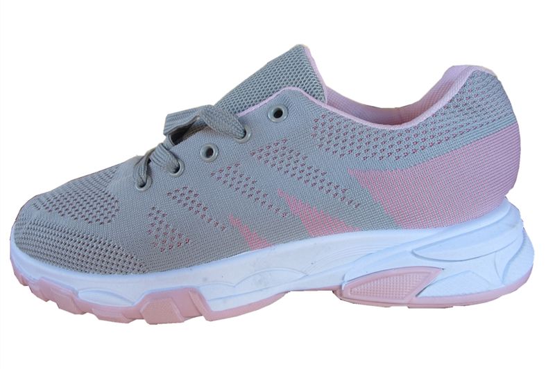 Ladies Fashion Sneaker-Grey/Pink