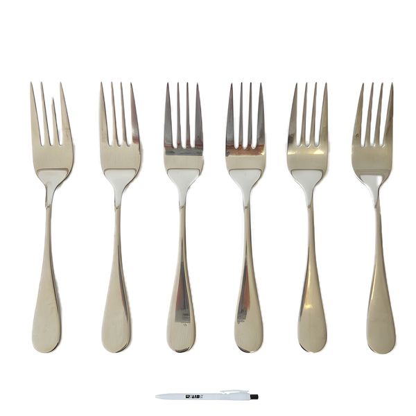 Short Stylish Dessert Forks for Cake &amp; Pastries - Set of 6 With ReVibe Pen
