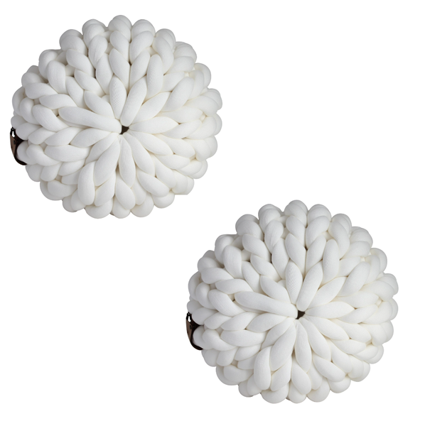 Luxury Chunky Hand Knitted Pouf Set Medium Size - Bundle