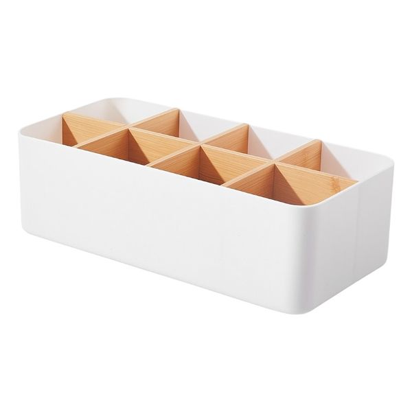 Large Rectangular Desktop Organizer with Modular Bamboo Dividers - Black