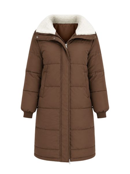 Women's Quilted Faux Fur Lined Long Coat