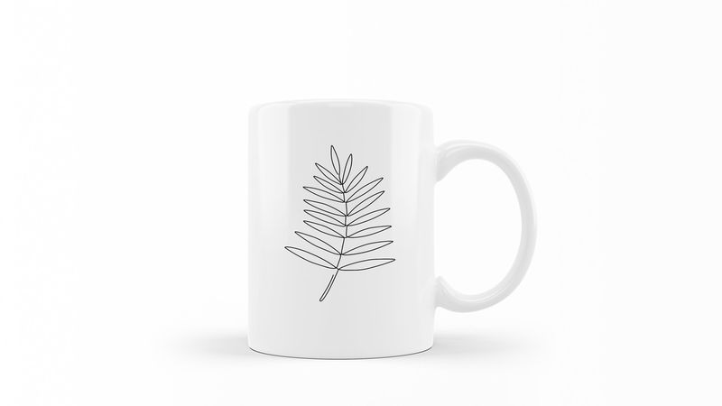 Designer Line Art Coffee Mug - Abstract Leaf 5