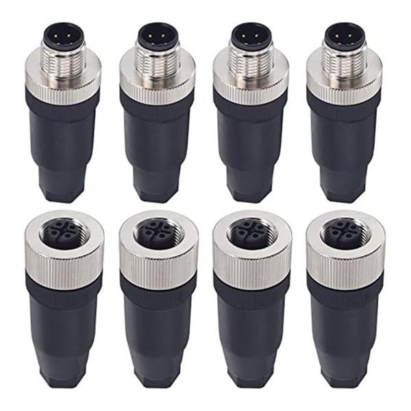 M12 4 Pin Male And Female Receptacle Panel Aviation Wire Connector