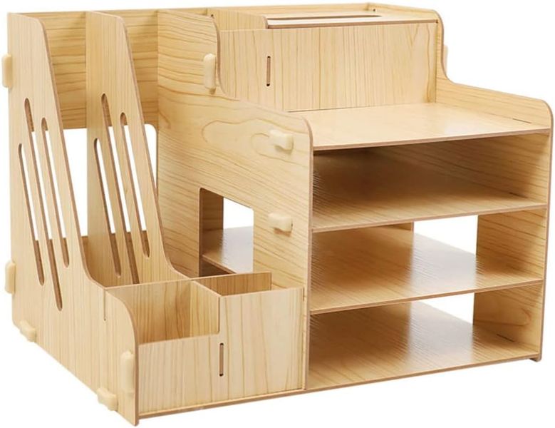 Multipurpose Wooden Desk File Document Organizer for Home School Office