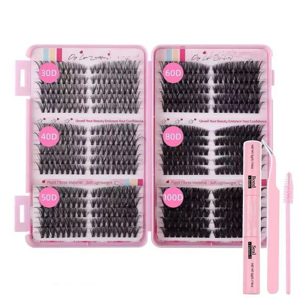 530 Pieces Eyelash Extensions Mixed DIY Eyelash Cluster Kit