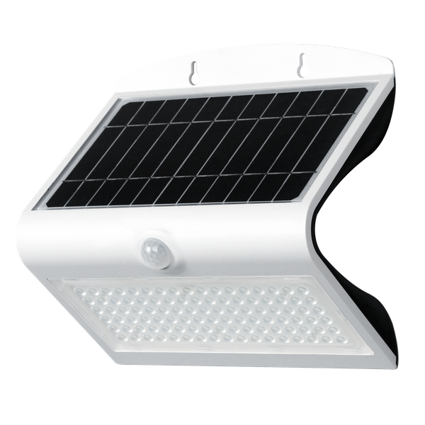 Flash 8W Solar LED Wall Light In Butterfly Style- White- Day/Night Sensor