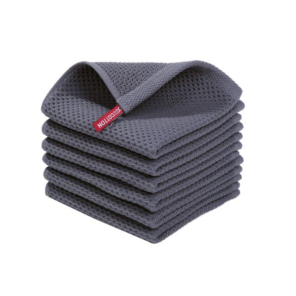 6Piece Cotton Kitchen Dish Cloths Soft Absorbent Quick Drying Dish Towels