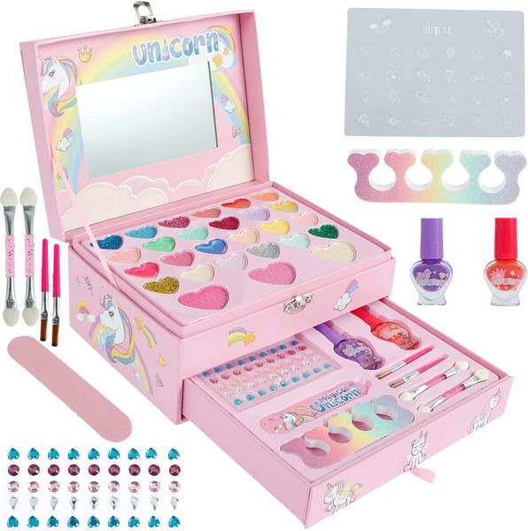 Magical Unicorn Makeup Chest Play Set - Toys for Girls