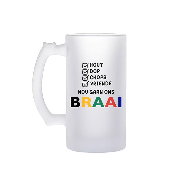 Nou Gaan Ons Braai Heritage Day Frosted Beer Mug 480ml