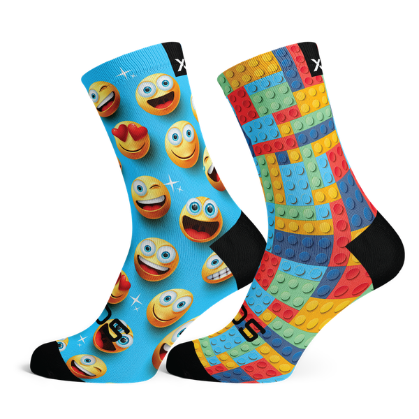 Sox Footwear Emoji + Blocks Kids' Crew Socks Combo