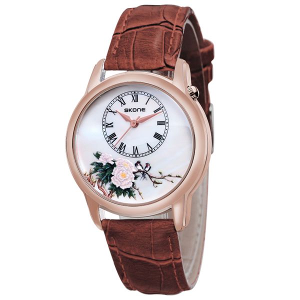 Skone Daisy Ladies Watch With Brown Strap image