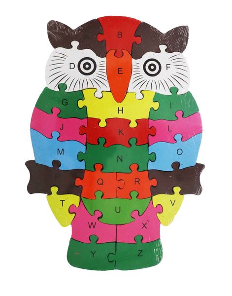 Wooden Owl Animal Shaped Puzzle, ABC &amp; Numbers