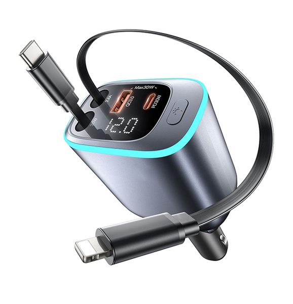 Retractable Fast USB C Phone Car Charger - Multi Port USB Car Charging