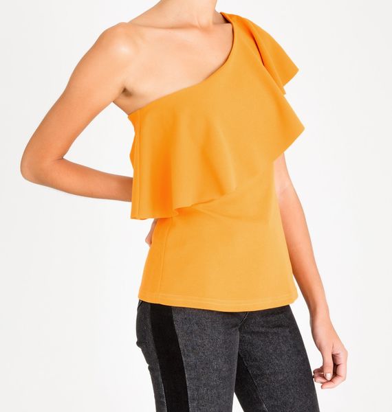 Women's c(inch) One Shoulder Frill Top Yellow