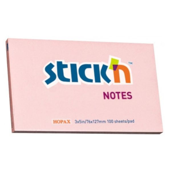Stick 'n - Notepad Pastel Pink (76mm x 76mm) , 100 Sheets Pack 12