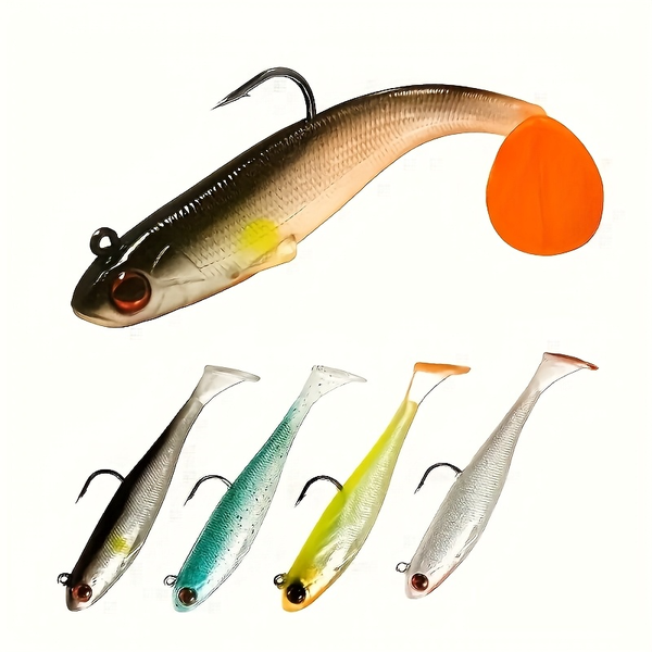 5 Pieces Paddle Tail Swimbait Fishing Lures Set
