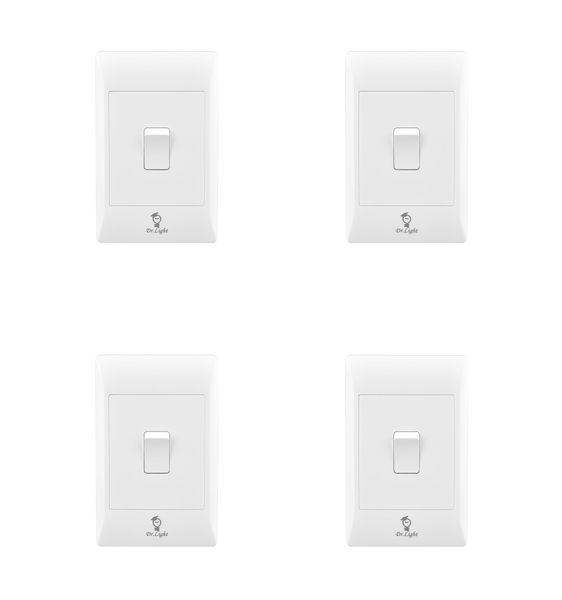 DrLight 4pcs White Single Lever Wall Switch -16A 250V
