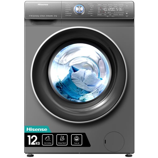 Hisense 12Kg Front Loader Washing Machine with Inverter - Titanium Grey
