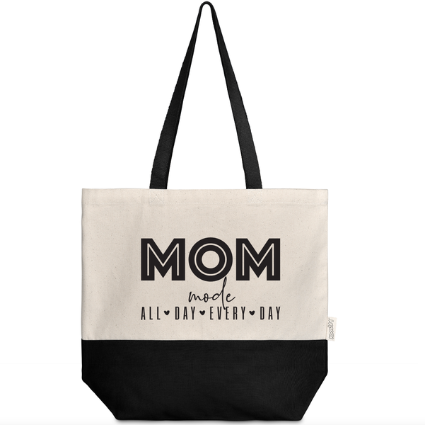 Natural and Black Cotton Shopping Bag - Tote - Mom mode