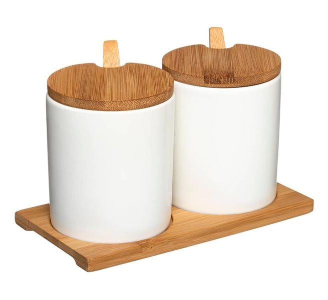 5five Ceramic Spice Jar Set with Bamboo Lid - Set of 2