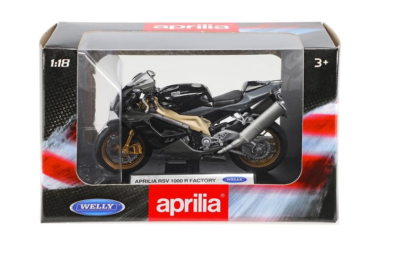 Welly Aprilia RSV 1000 R Factory Black - Scale 1:18