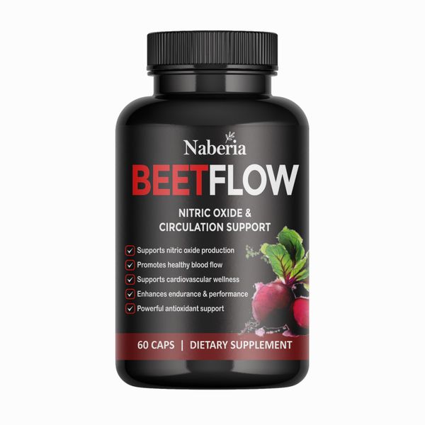 BeetFlow Beetroot Capsules with Black Pepper Extract -60 Caps -Heart Health