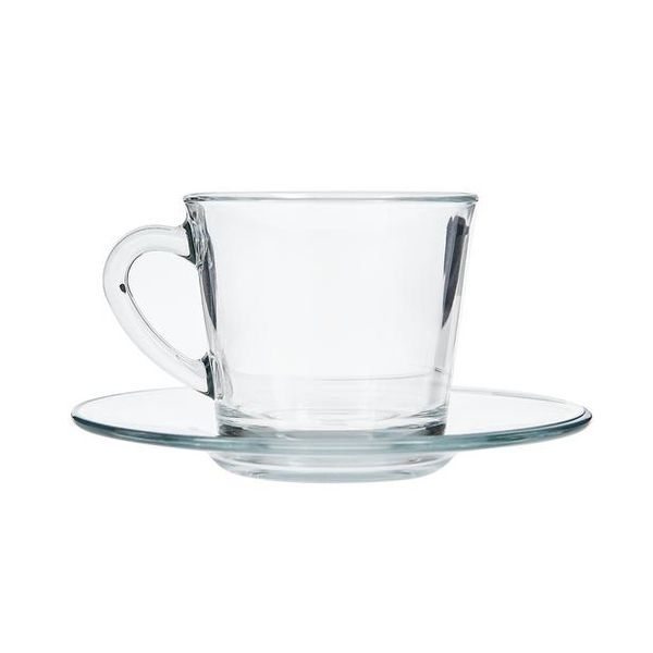 Cup &amp; Saucer set 6 Piece Glass 190cc Basic 98402