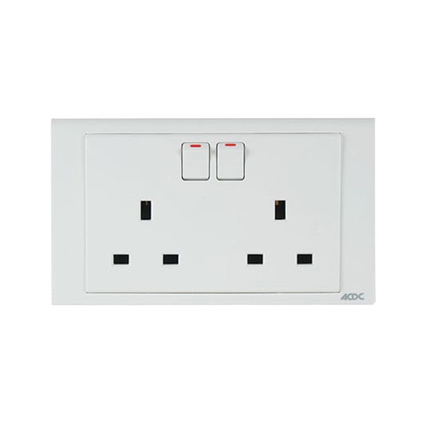 Acdc - 2X 13A 3Pin Uk Switched 3X6 Socket White image