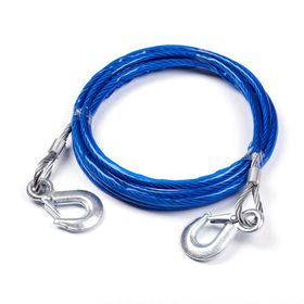 Lipstore Blue Rubber Coated Tow Hook Rope 5 Ton 4meter Heavy Duty Steel Wire Cable For Blue 400x8mm